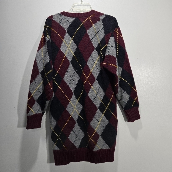 J H Collectibles Wool Argyle Longline Cardigan Sweater Button Front Small - Picture 2 of 10